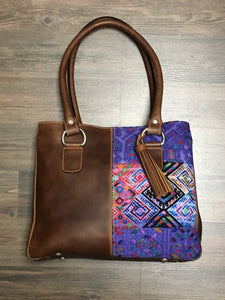 Playa Chi Chi - Leather & Huipil Luxury Bag! Double Pockets!