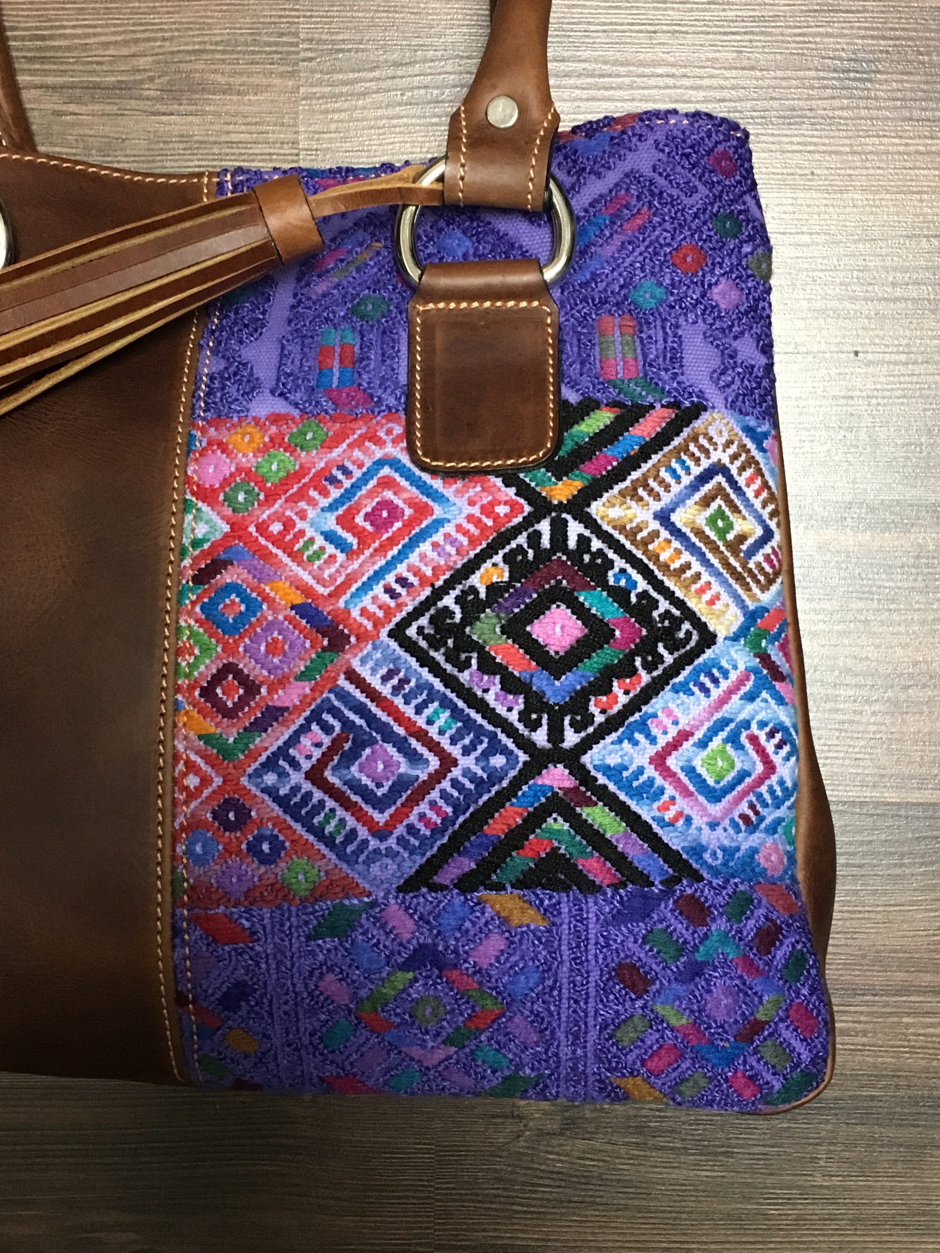 Playa Chi Chi - Leather & Huipil Luxury Bag! Double Pockets!