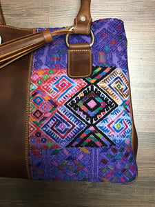 Playa Chi Chi - Leather & Huipil Luxury Bag! Double Pockets!