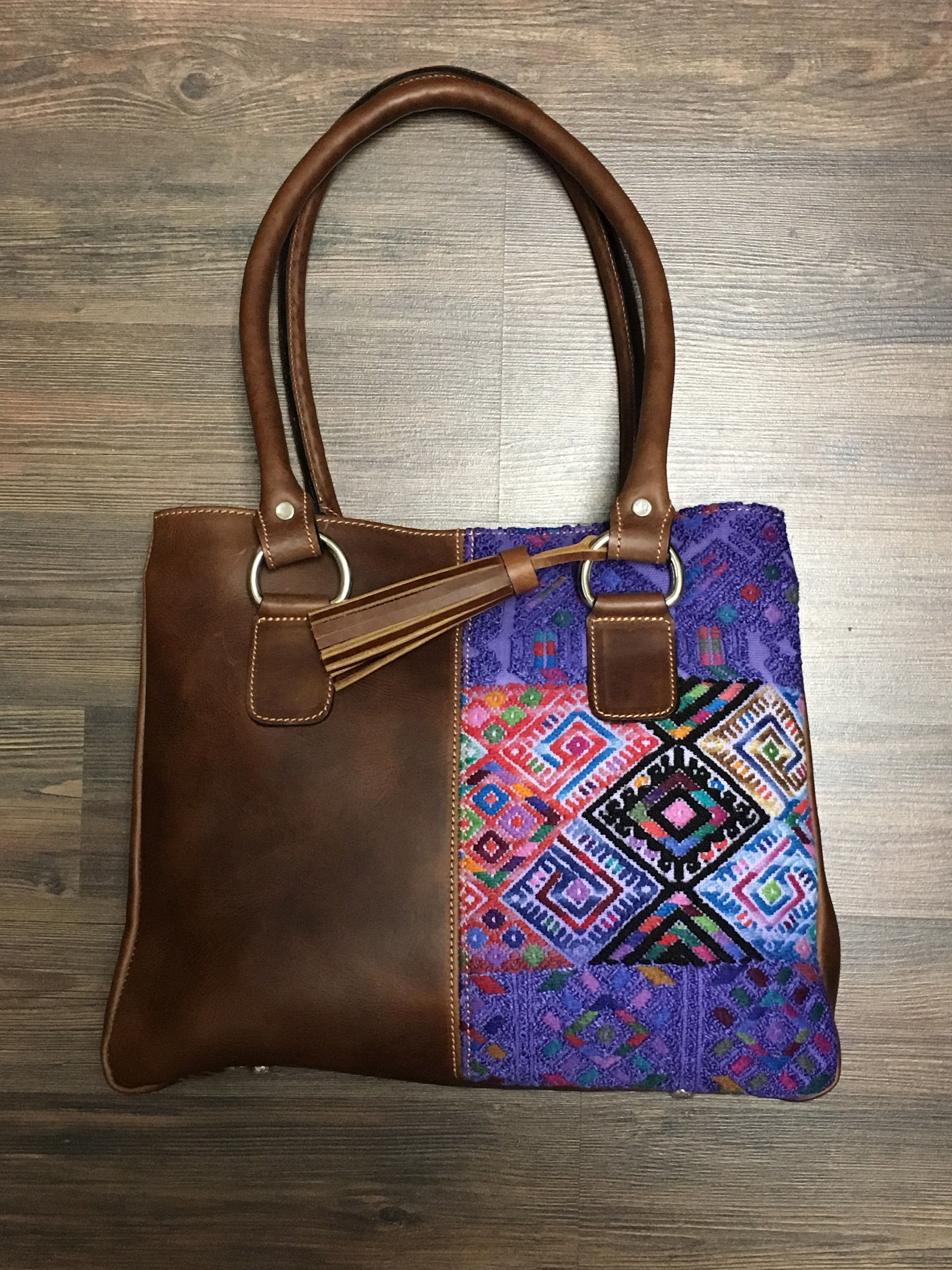 Playa Chi Chi - Leather & Huipil Luxury Bag! Double Pockets!