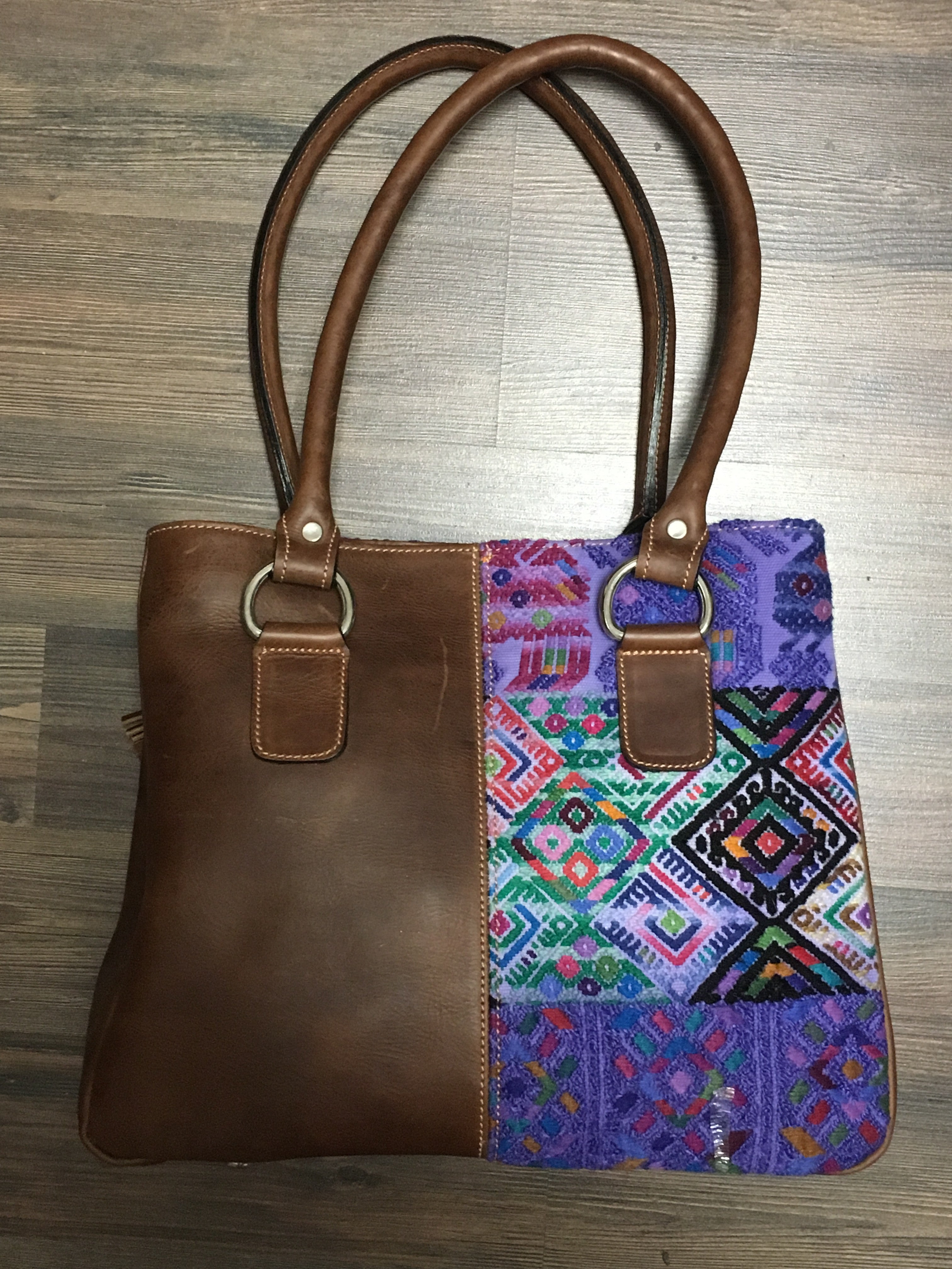 Playa Chi Chi - Leather & Huipil Luxury Bag! Double Pockets!