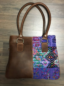 Playa Chi Chi - Leather & Huipil Luxury Bag! Double Pockets!