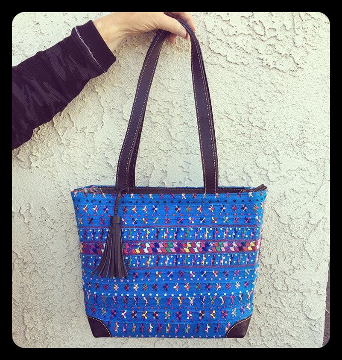 Playa Antigua - Leather & Huipil Tote!