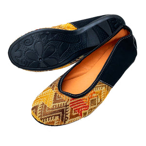 Gold Huipil with Faux Leather Ballet Flats
