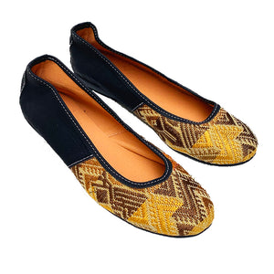 Gold Huipil with Faux Leather Ballet Flats