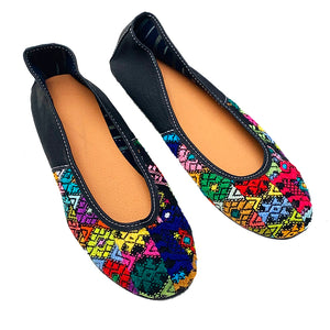 Multi-Color Huipil with Faux Leather Ballet Flats