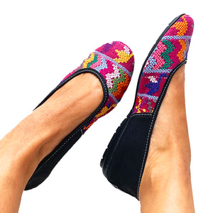 Purple Huipil with Faux Leather Ballet Flats