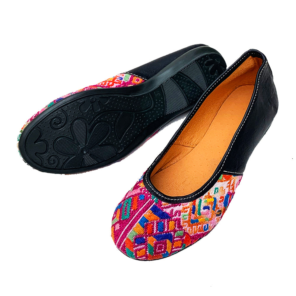 Purple Huipil with Faux Leather Ballet Flats