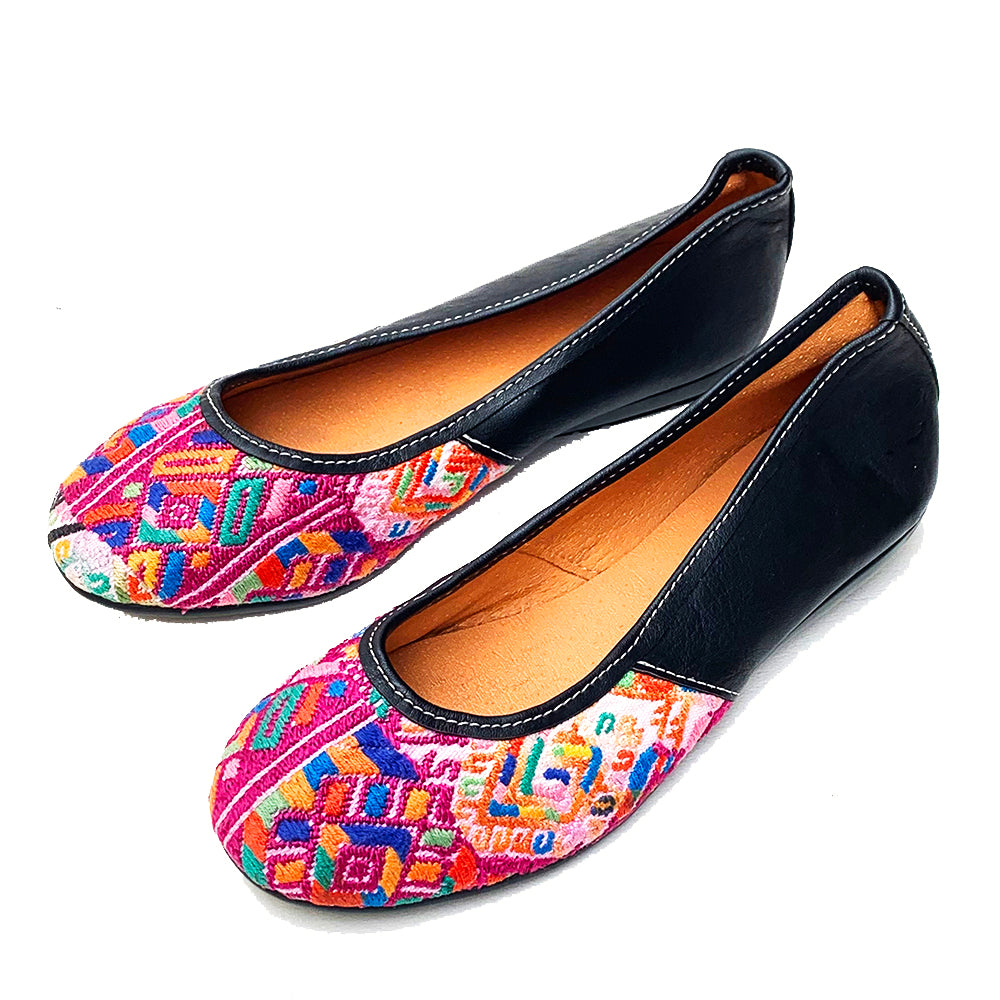 Purple Huipil with Faux Leather Ballet Flats