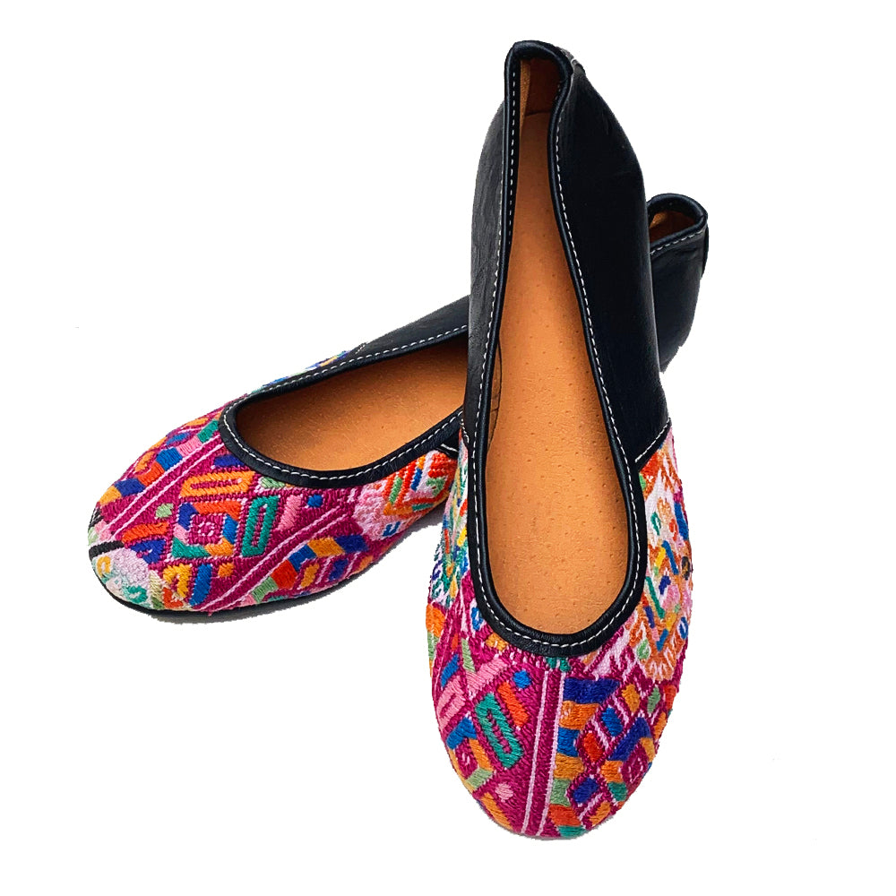 Purple Huipil with Faux Leather Ballet Flats