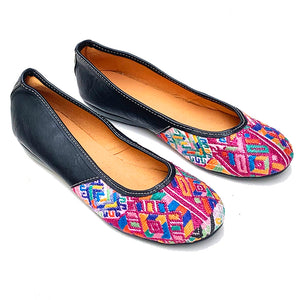 Purple Huipil with Faux Leather Ballet Flats