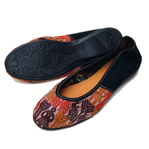Rust Huipil with Faux Leather Ballet Flats