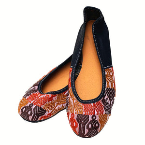 Rust Huipil with Faux Leather Ballet Flats