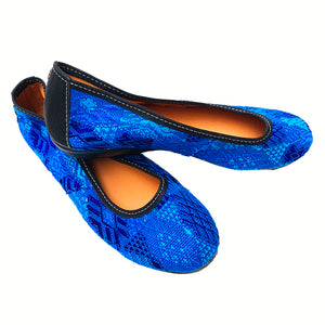 Bright Blue Huipil Ballet Flats