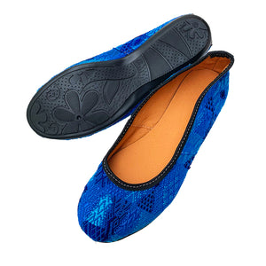 Bright Blue Huipil Ballet Flats