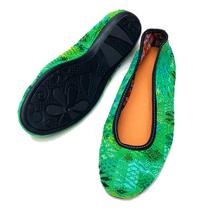 Bright Green Huipil Ballet Flats