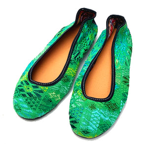 Bright Green Huipil Ballet Flats