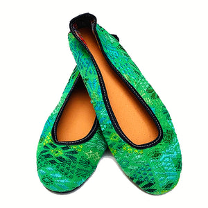 Bright Green Huipil Ballet Flats