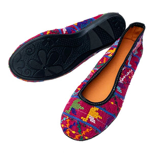 Purple Huipil Ballet Flats