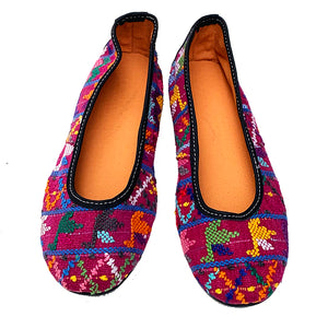 Purple Huipil Ballet Flats