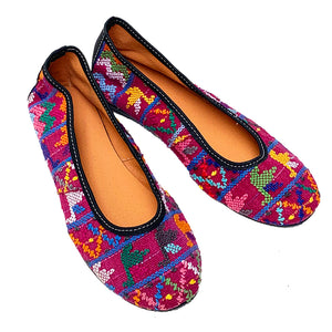 Purple Huipil Ballet Flats