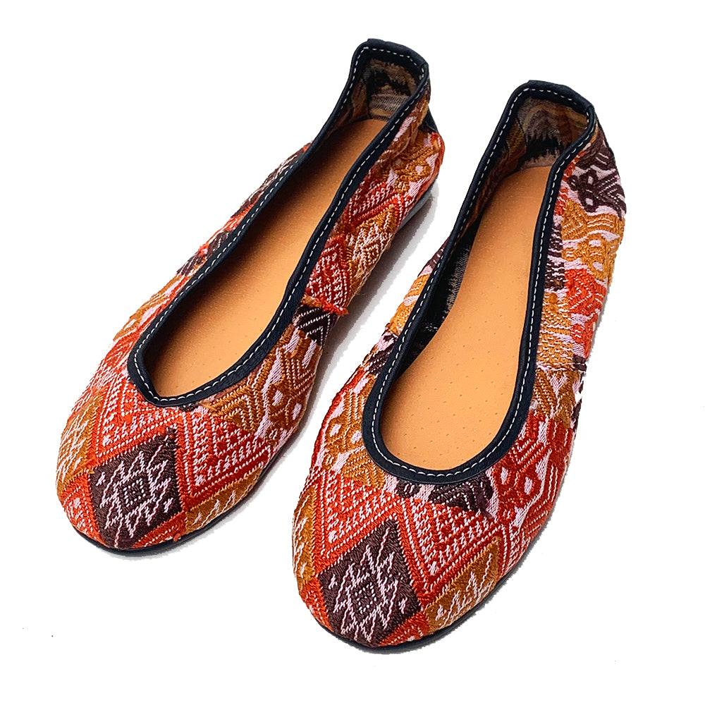 Rust Huipil Ballet Flats