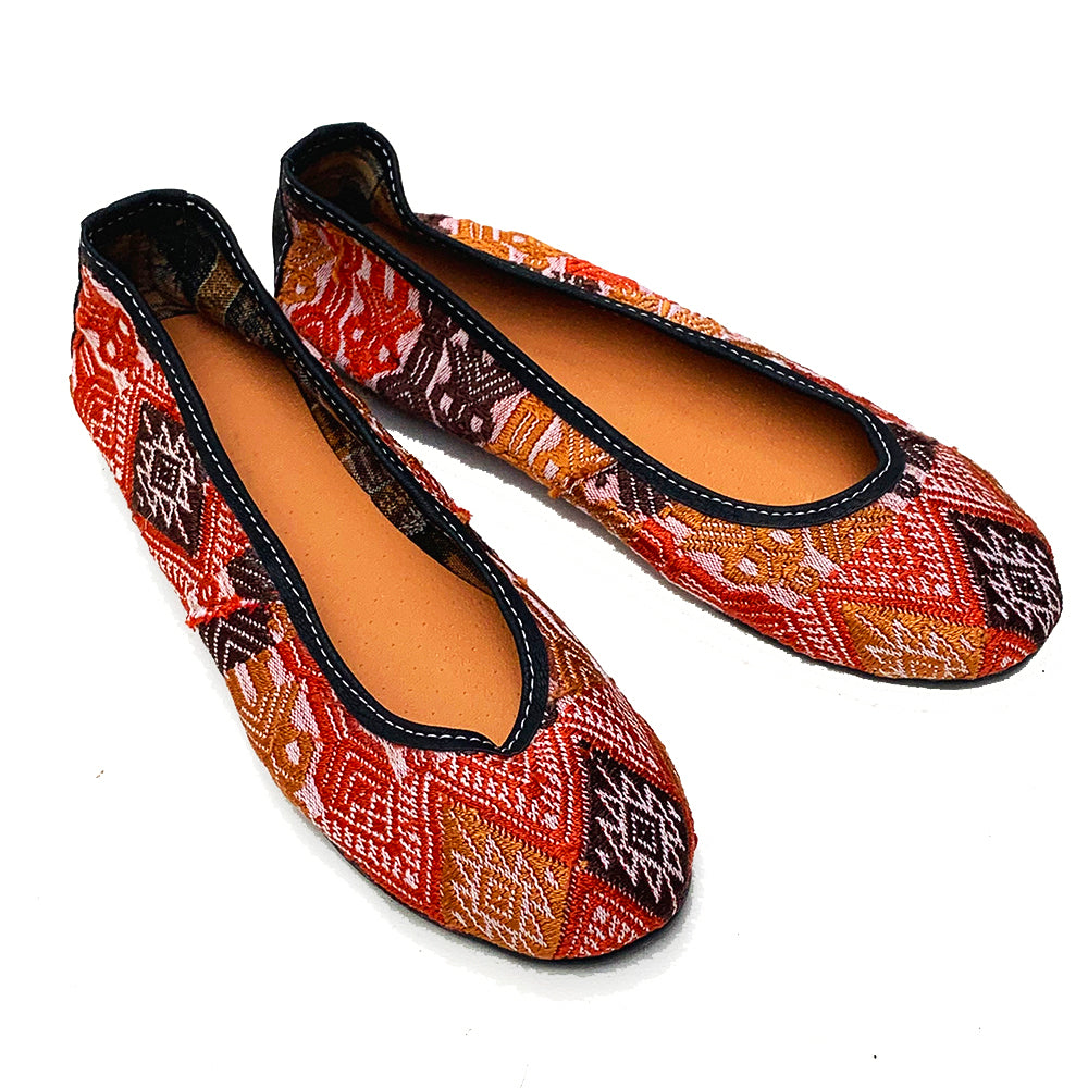 Rust Huipil Ballet Flats