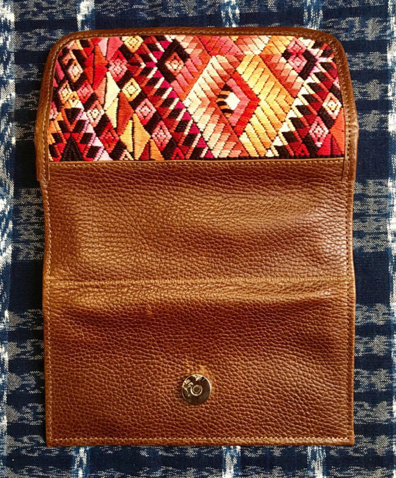 Beautiful Large Leather Huipil Wallet!