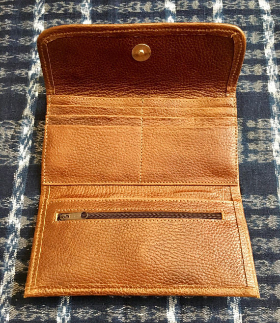 Beautiful Large Leather Huipil Wallet!