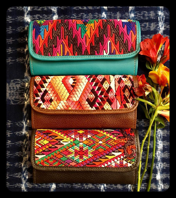 Beautiful Large Leather Huipil Wallet!