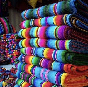 Handmade hand stitched in Guatemala Full size bed rainbow throws!! 5x7 Feet!