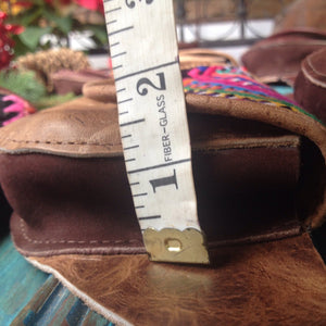 Black Leather Double Hip Pouch with Vintage Huipil Textile & Jade Stone
