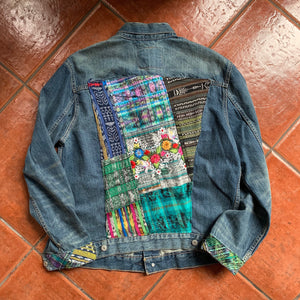 Vintage Levi Jacket with Vintage Huipil and Corte patchwork!!