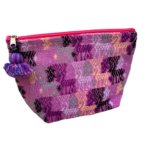 Large Huipil Fabric & Plastic Lined Everything/ Cosmetic Bag