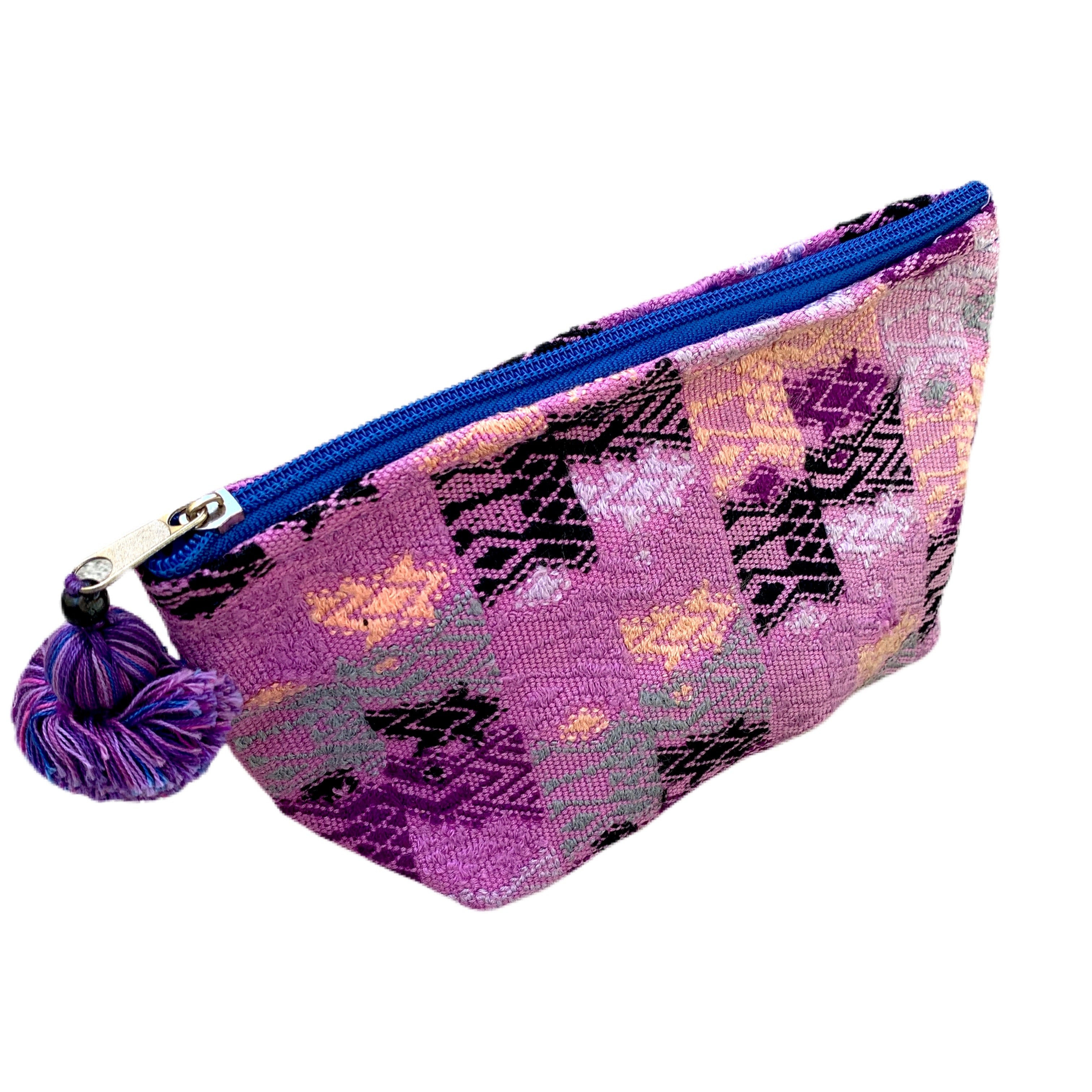 Small Huipil Fabric & Plastic Lined Everything/ Cosmetic Bag