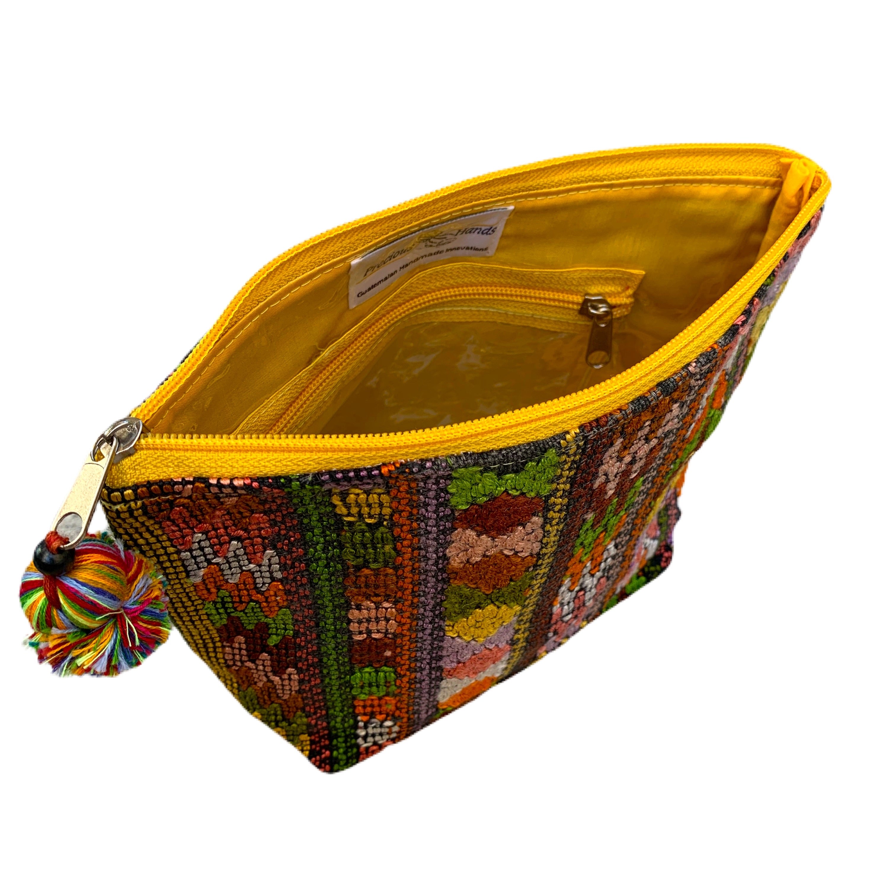 Large Huipil Fabric & Plastic Lined Everything/ Cosmetic Bag