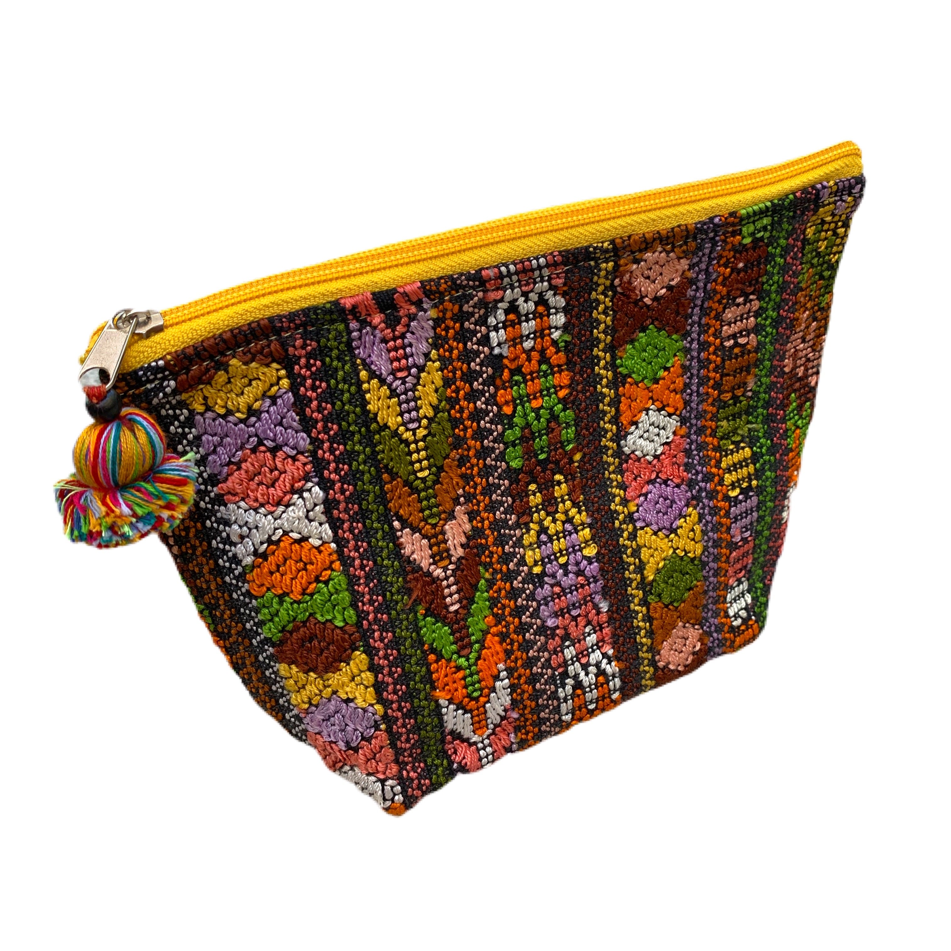 Large Huipil Fabric & Plastic Lined Everything/ Cosmetic Bag