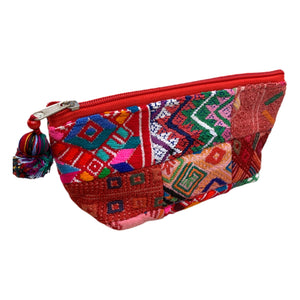 Small Patchwork Huipil Fabric Cosmetic/ Everything Bag with Plastic Lining