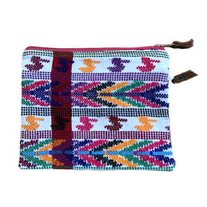 Vintage Huipil Fabric Everything Bag Size 8" by 6 1/2"