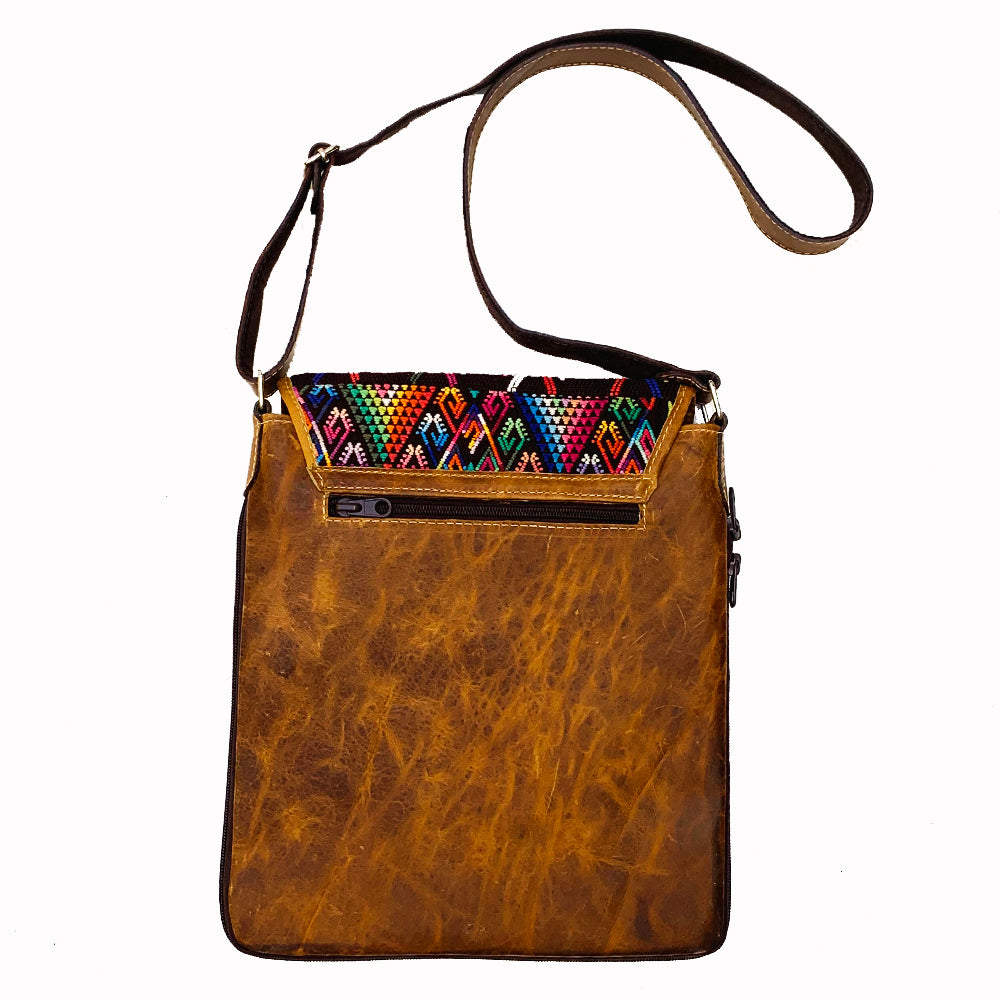 X-Large Leather & Vintage Huipil Messenger Bag!