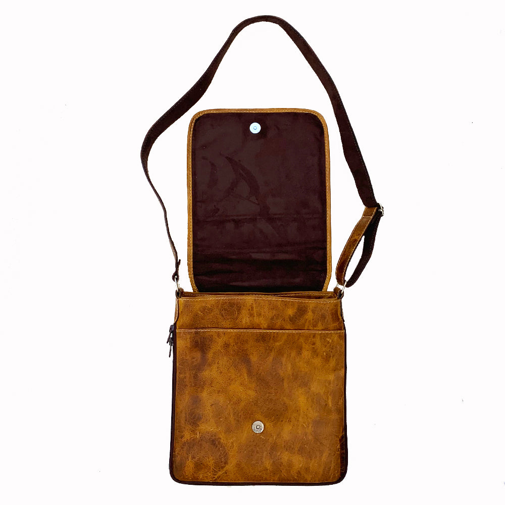 X-Large Leather & Vintage Huipil Messenger Bag!