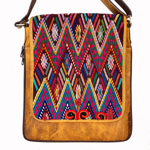 X-Large Leather & Vintage Huipil Messenger Bag!