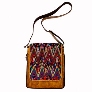 X-Large Leather & Vintage Huipil Messenger Bag!