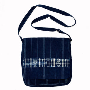 Large Indigo Fabric Messenger Bag