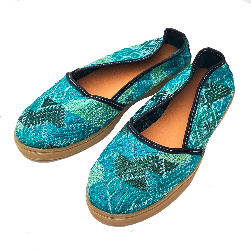 Sparkly Green Huipil Slip On Shoes