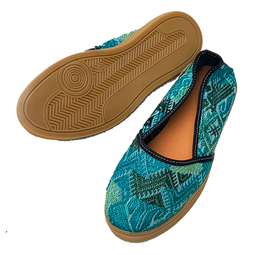 Sparkly Green Huipil Slip On Shoes