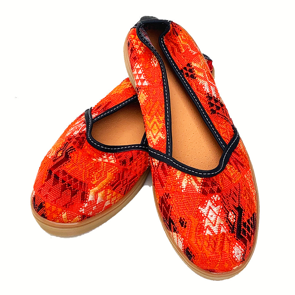 Orange Colored Huipil Slip On Shoes