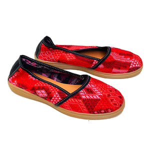 Red Colored Vintage Huipil Slip On Shoes