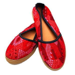 Red Colored Vintage Huipil Slip On Shoes