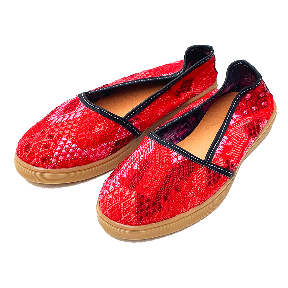 Red Colored Vintage Huipil Slip On Shoes
